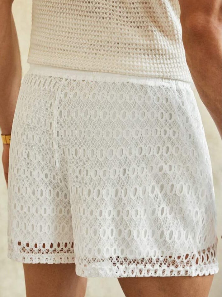 Bonga Boys Men VCAY Hollow-Out Beach Drawstring Crochet Shorts